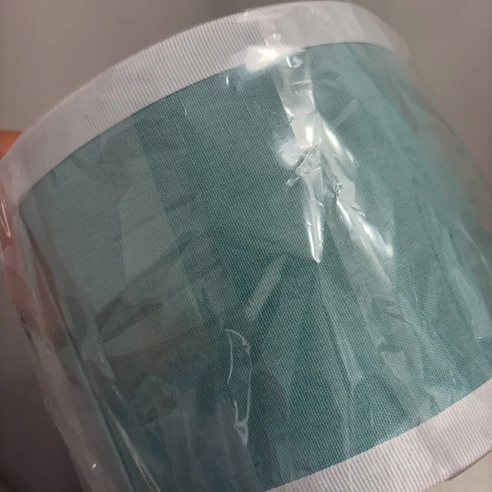Pottery Barn Teal Fabric Lantern with White Trim